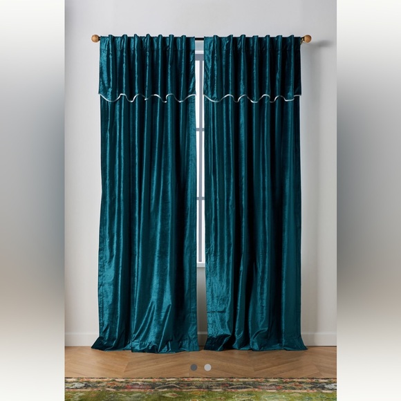 Adelina Velvet Valance 1/ Curtain 96” x50” / Color/ Teal